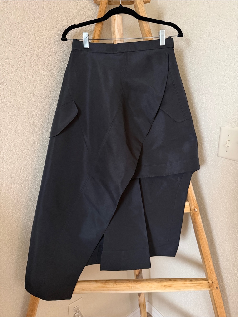Alexander McQueen Black Asymmetrical Wrap Layered Skirt in Black Polyfaille